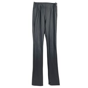 ZARA Black Faux Leather Pants High‎ Rise Zipper Ankle Zip Split Women US S